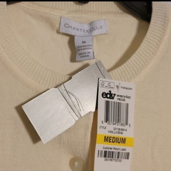 𝅺charter Club Long Sleeve Cardigan Sweater - Picture 3 of 10